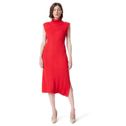 DO by Dee Ocleppo Women's Emilia Asymmetric Ribbed Knit Dress Standard, Red, Medium