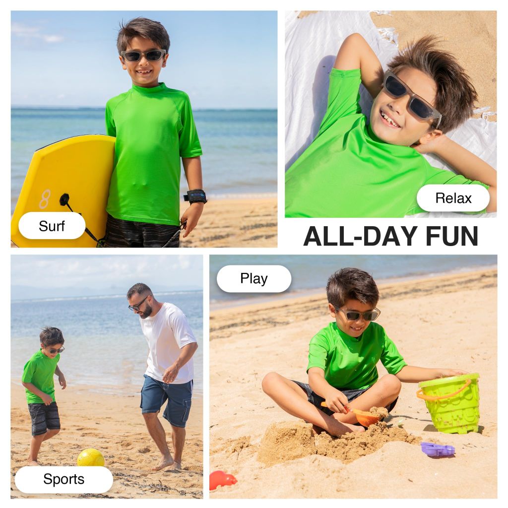 Kanu Surf Big Boys' Fiji UPF 50+ Sun Protective Rashguard, Green, X-Large (14/16)