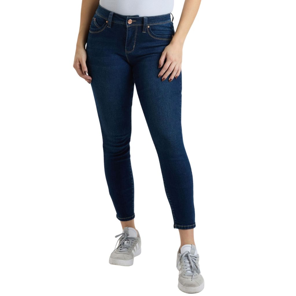 ROYALTY FOR ME Women's High Rise Curve Confidence Skinny Jeans, D Dark Blue, 12
