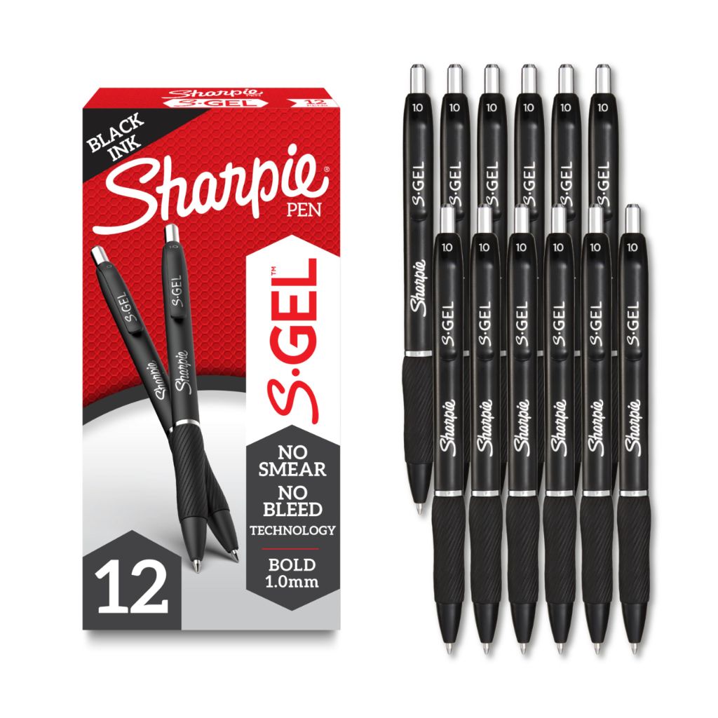 Sharpie S-Gel Pens, Bold Point (1.0mm), Black Gel Ink, 12 Count