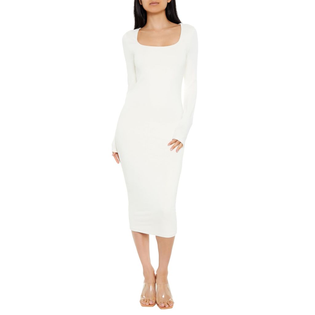 Forever 21 Women's Contour Sculpt Midi Dress Egret Large
