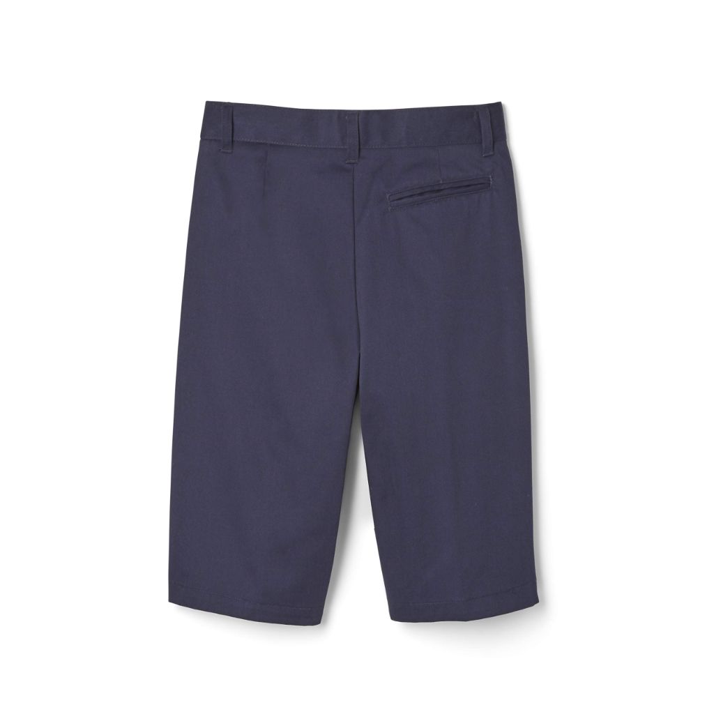 French Toast boys Flat Front Stretch Twill Shorts with Adjustable Waist in Standard and Extended Kids Sizes Navy, 12 Husky