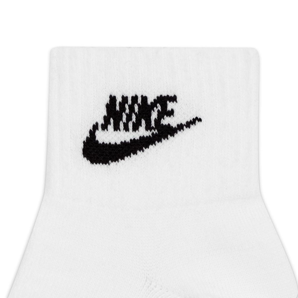 Nike Unisex Everyday Essential Ankle Socks (3 Pairs), White/Black, Large