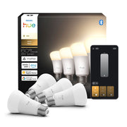 Philips Hue Smart LED A19 Bulbs, Warm White, 27000K, E26, 9W/810L, Dimmable - 4 Pack