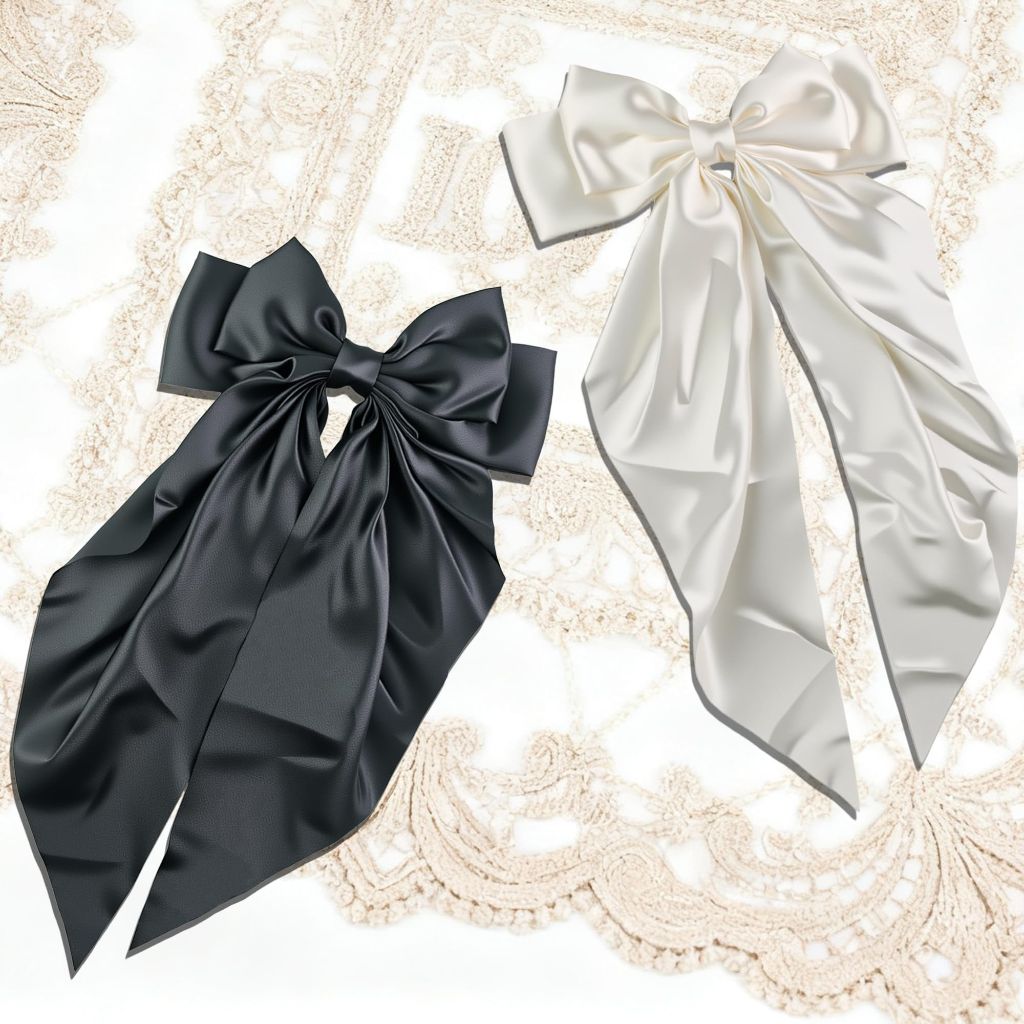 2 PCS White Black Hair Bows Valentines Day Gifts for Her - Hair Accessories for Women Girls | Cute Clips Claws Barrettes for Mom - Christmas Birthday | Easter Basket Stuffers
