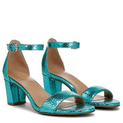 Naturalizer Women's Vera Metallic Snake Print Leather Heels - Teal, Size 10W