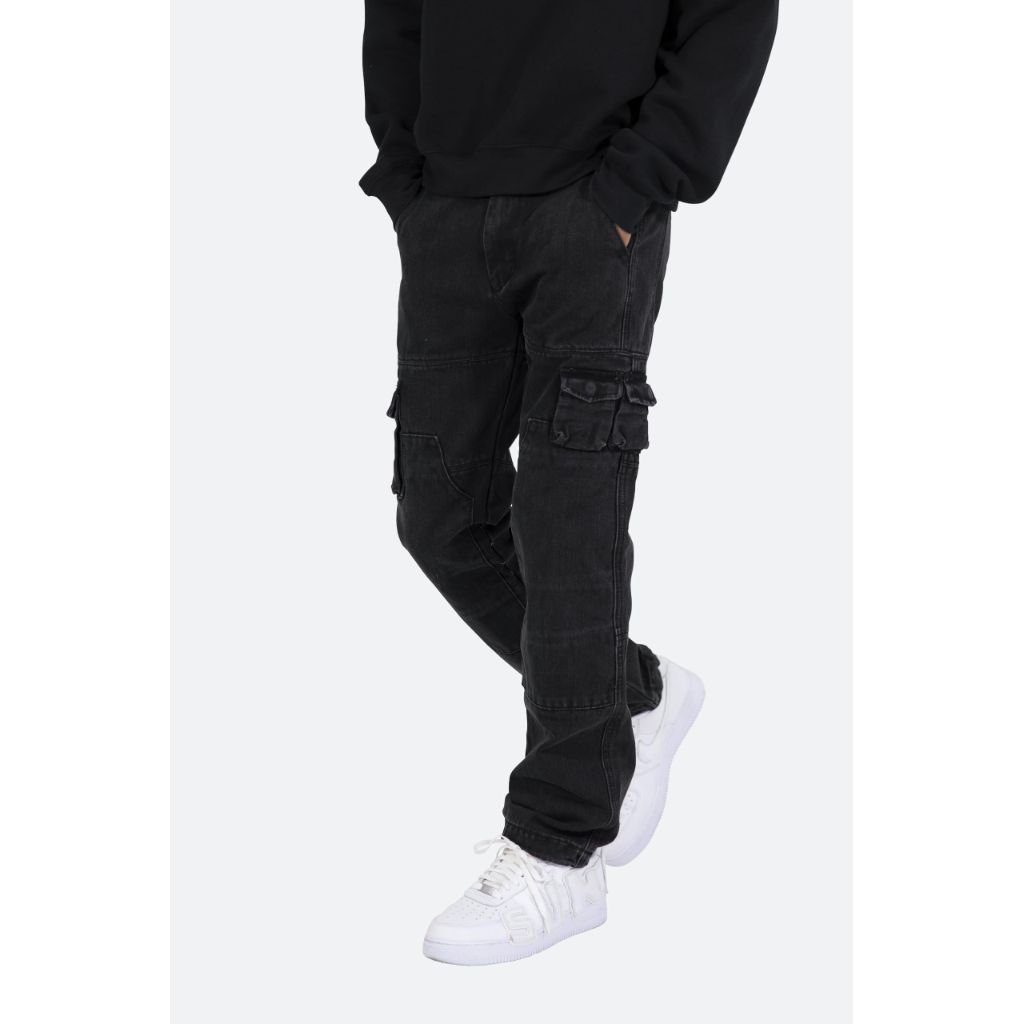 SZ 40, Mnml Men's V244 Cargo Baggy Denim | Vintage Black