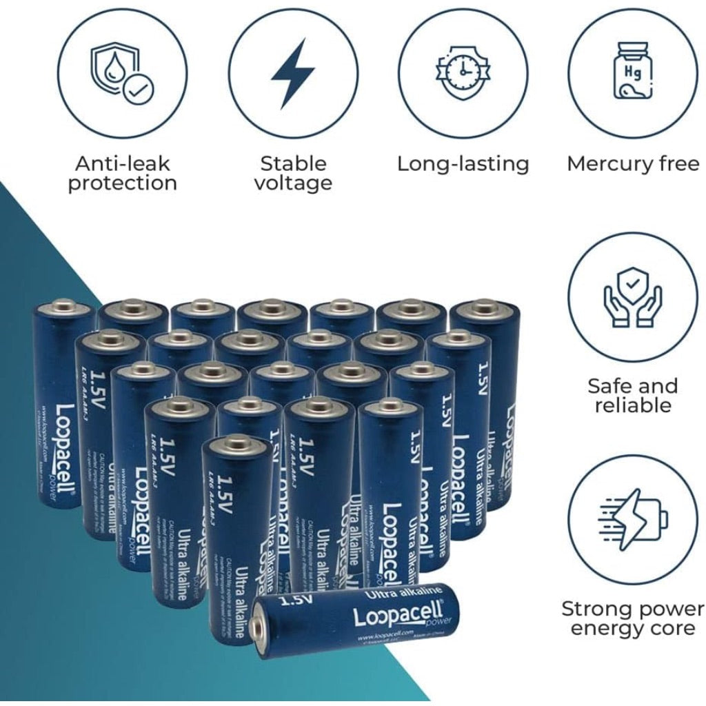 Loopacell 1.5V Alkaline Batteries - AA - 24 Pack