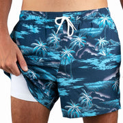SZ 3X, Kanu Surf Men's  5” Adventure Swim Trunks, UPF 50+  - Blue Palms, 3XL