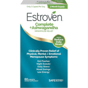 Estroven Complete + Ashwagandha Multi-Symptom Menopause Supplement for Women - 60 Ct. - Clinically Proven Ingredients Provide Menopause Relief & Night Sweats + Hot Flash Relief* - Drug-Free & Non-GMO