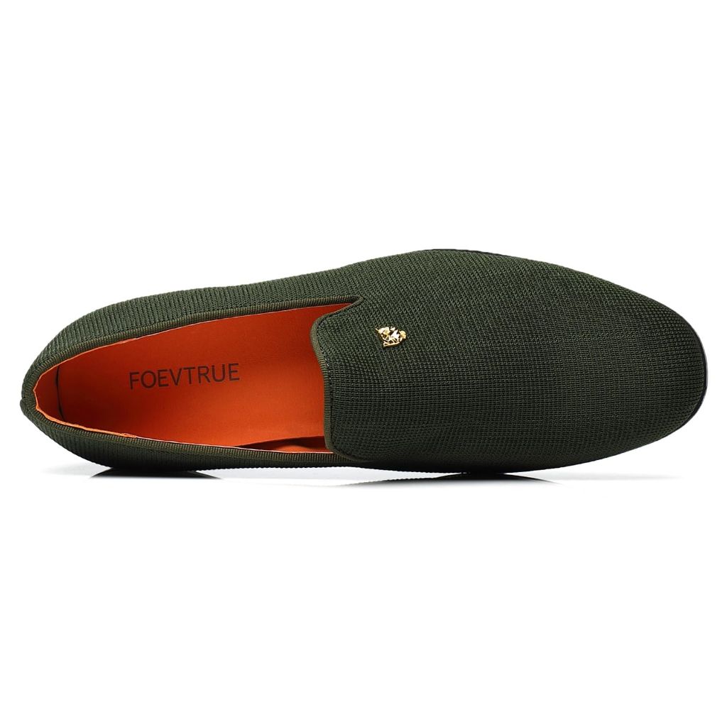 FOEVTRUE Mens Dress Loafers Stylish Flying Woven Party Wedding Shoes Olive US 10