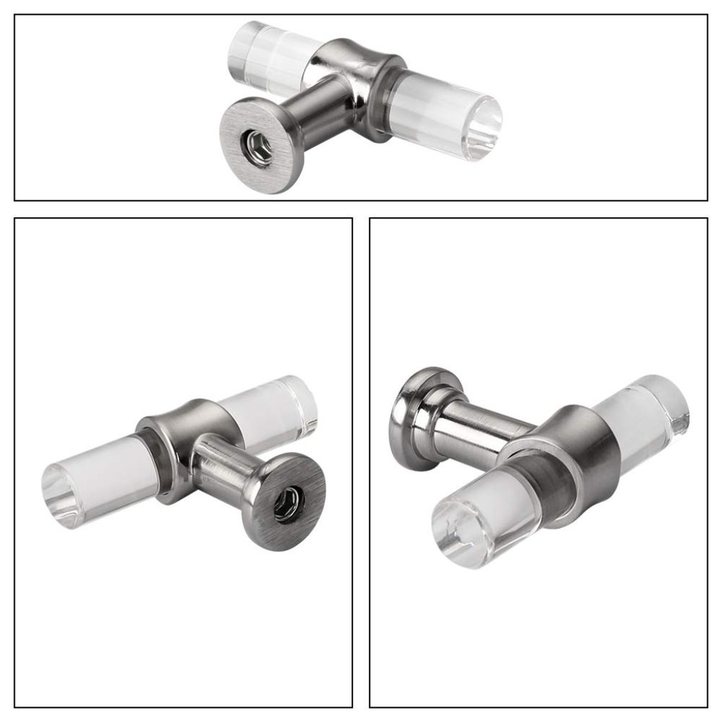 Peaha 10 Pack Brushed Nickel Cabinet Knobs T Shape Acrylic Drawer Knob Silver Decorative Hardware for Dresser Cupboards