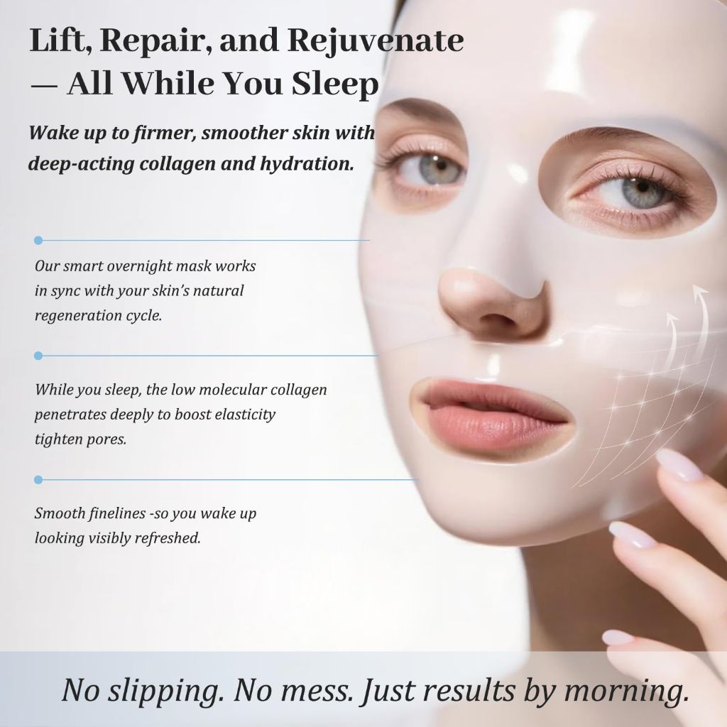 MUQIAN Rosemine Deep Collagen Anti-Wrinkle Lifting Overnight Mask Facial sheet masks, 5 Packs