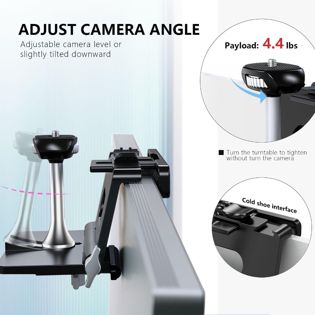 RAUBAY Monitor Camera Mount Stand with 1/4" Screw, MILC Monitor, Maximum Width up to 1.4"