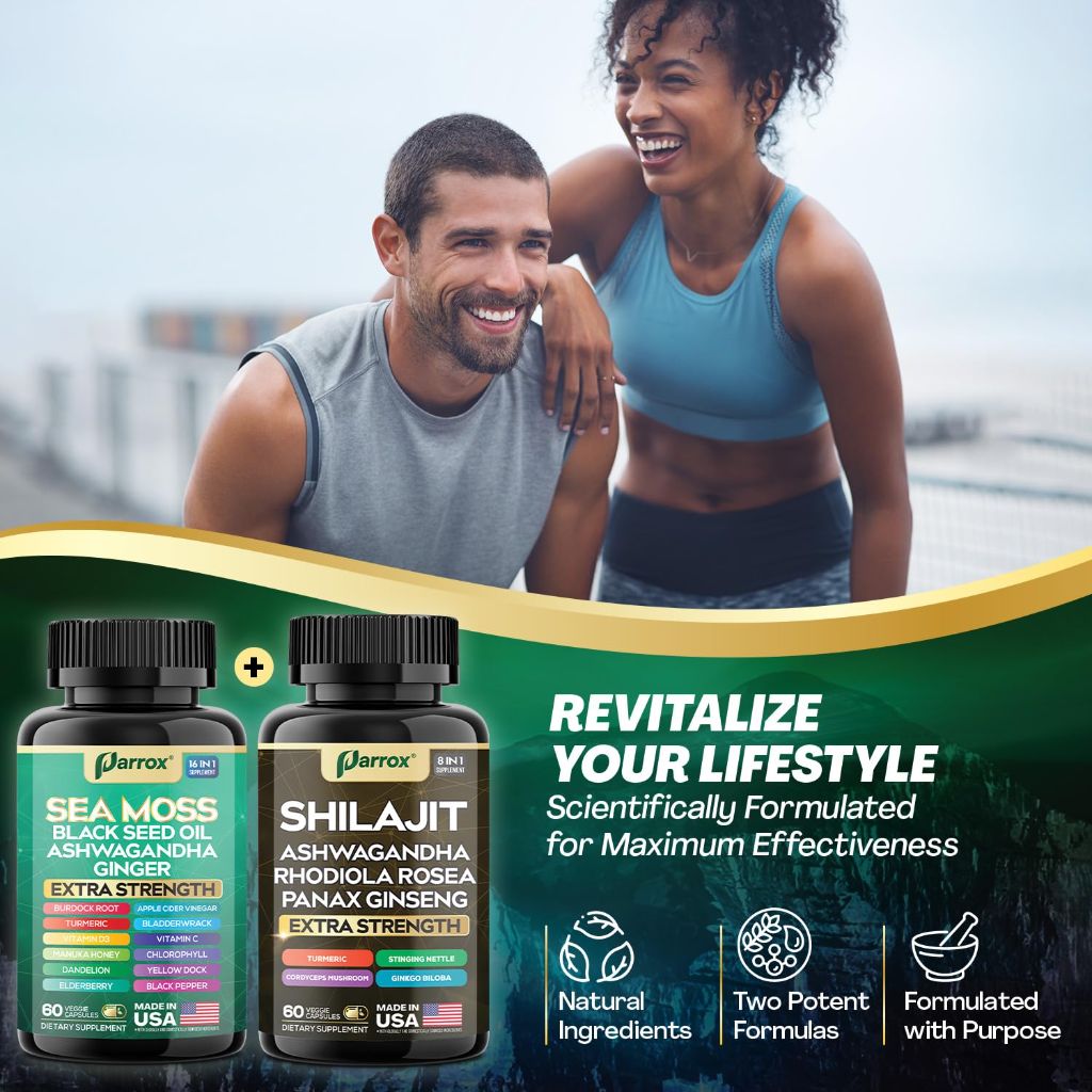 Parrox Shilajit and Sea Moss Bundle, Sea Moss 350mg - 2pk