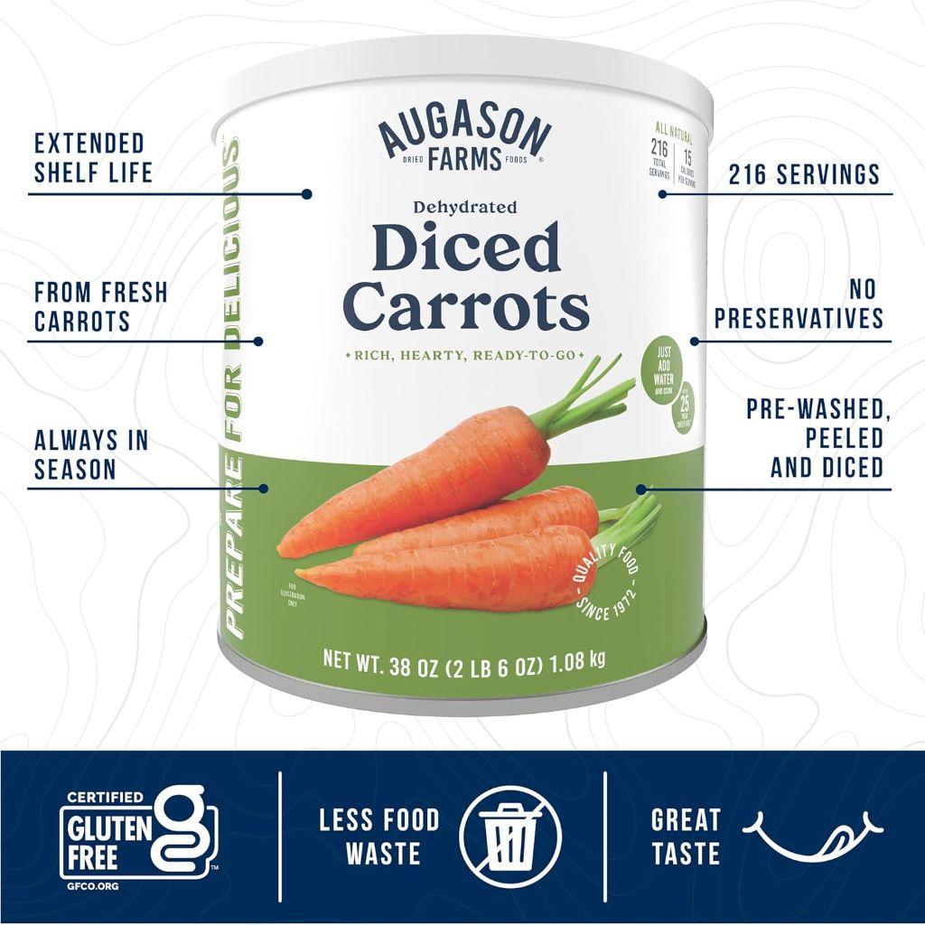 Augason Farms Diced Carrots, Emergency Food Supply, 38oz (216 Servings)