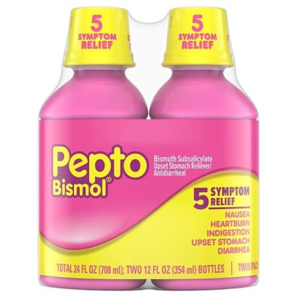 Pepto Bismol Liquid for Upset Stomach Relief, Original Flavor, 12 fl oz - Twin Pack