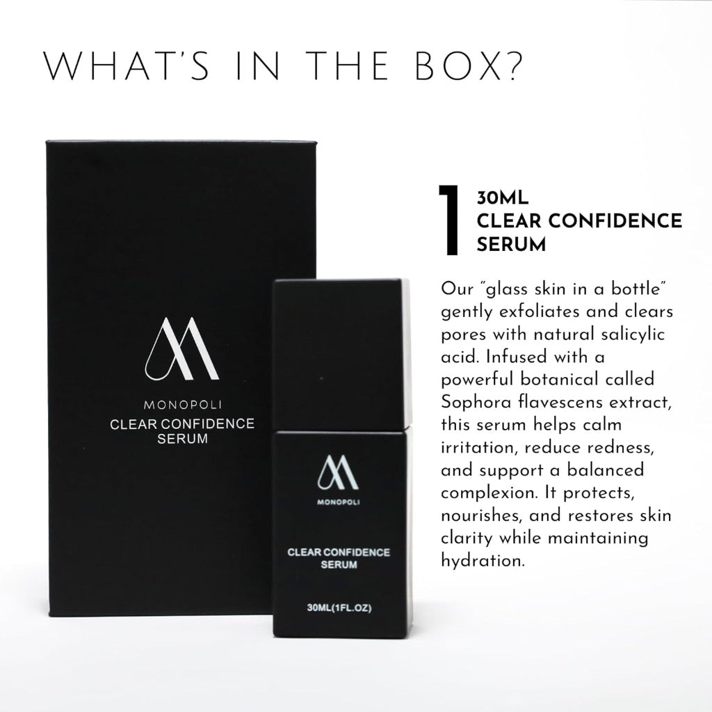 Monopoli Skin Clear Confidence BHA Serum | Achieve Clear, Balanced Skin | White Willow Bark & Sophora Flavescens | Teens and Adults with Acne-Prone Skin | Single 30ml