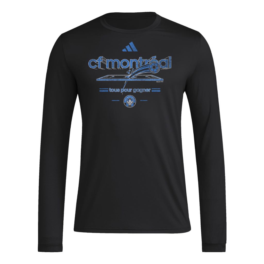 Adidas Mens CF Montreal Pre-Game Long Sleeve Soccer T-Shirt,Black/Fc Montreal,Small