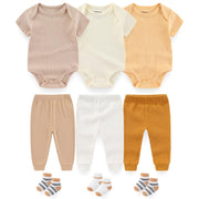 BIGBIGKISS Baby Layette Gift Set 9-Piece Baby Bodysuits and Pant Socks Set - size 3M