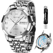 OLEVS Men's Mechanical Dress Watch, 41mm Stainless Steel Self Winding, YPF-S-G9982G-BB