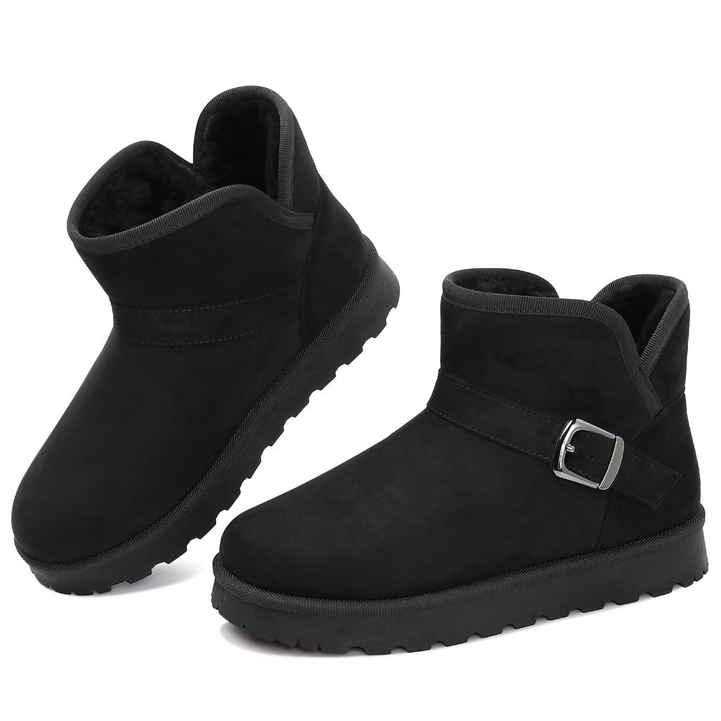 Goldnut Flat Mini Black Booties for Women:  Size 6