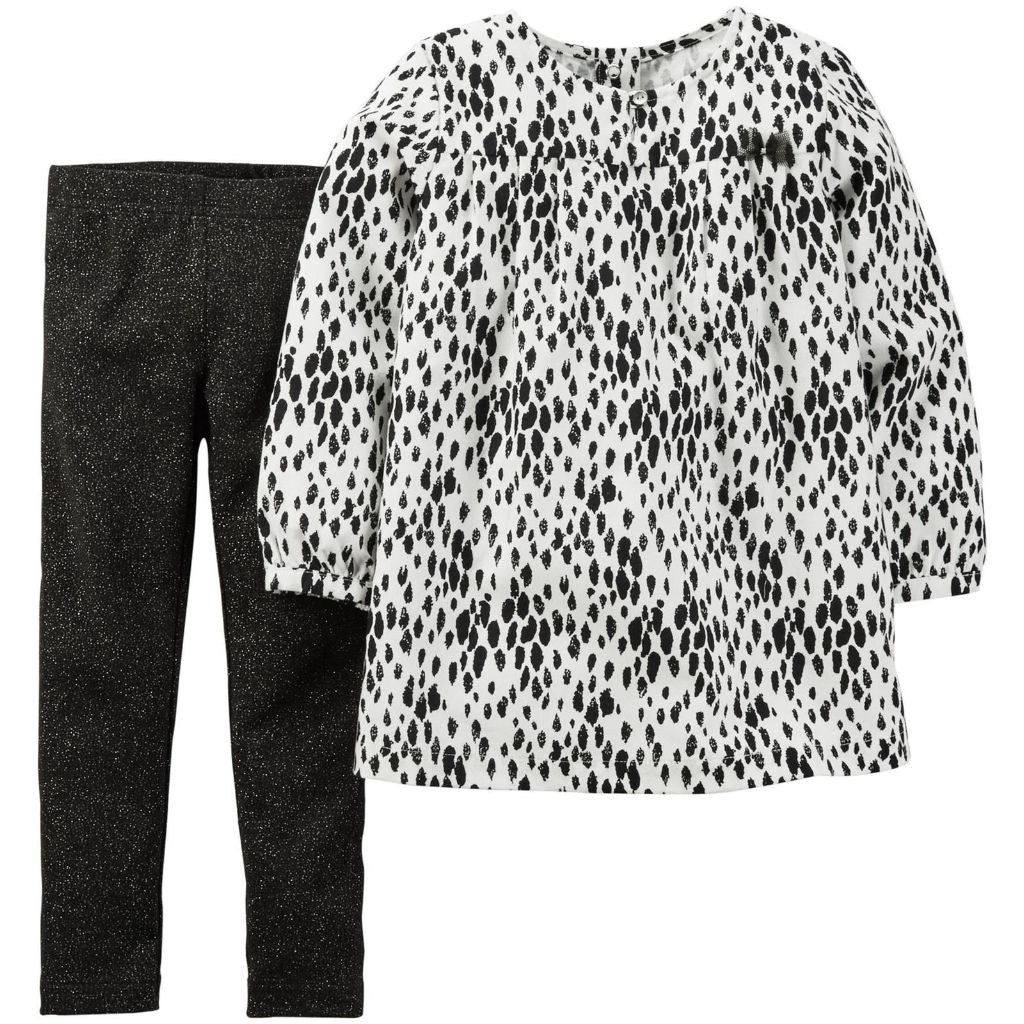 Carter's Baby Girl's 2 Piece Print Top Set - Black/White - 3 Months