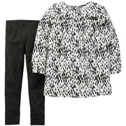 Carter's Baby Girl's 2 Piece Print Top Set - Black/White - 3 Months