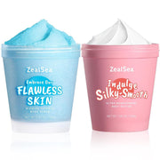 ZealSea Body Scrub & Body Butter Set: Dead Sea Salt Exfoliating Natural Body Scrub 9.88 Oz and Coconut Shea Body Butter 7.05 Oz