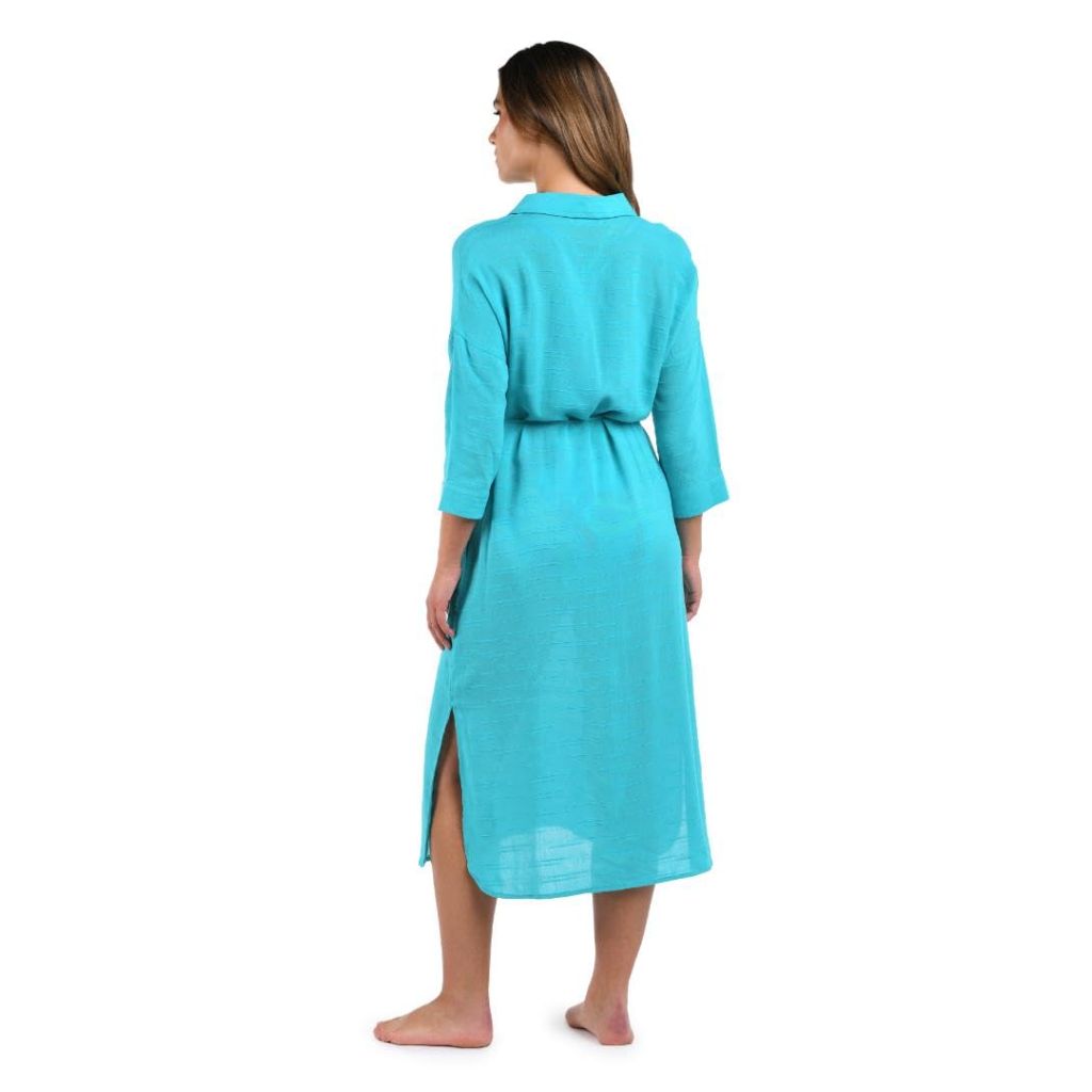 La Blanca Women's Midi Dress Swimsuit Cover Up, Teal//Sea Cove Covers, Medium