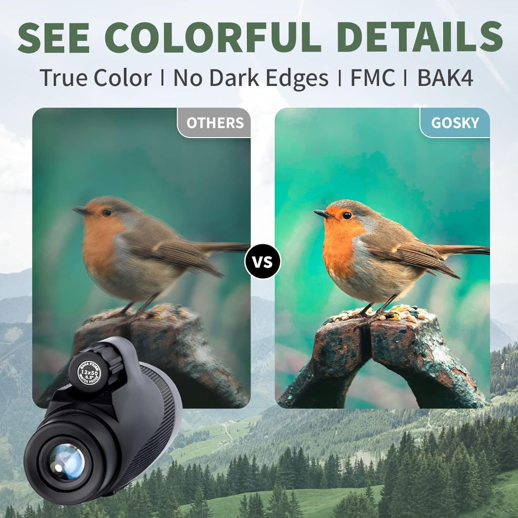 Gosky Titan 12X50 Monocular Telescope with Smartphone Holder