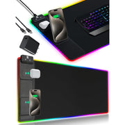 XXL Mouse Pad with Phone Holder - Black (Black with PD Adapter)