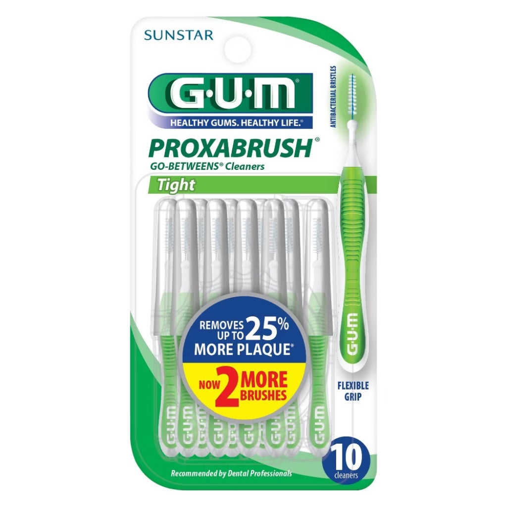 GUM Proxabrush Go-Betweens - Tight  Interdental Brushes  Soft Bristled Dental Picks  10 Count