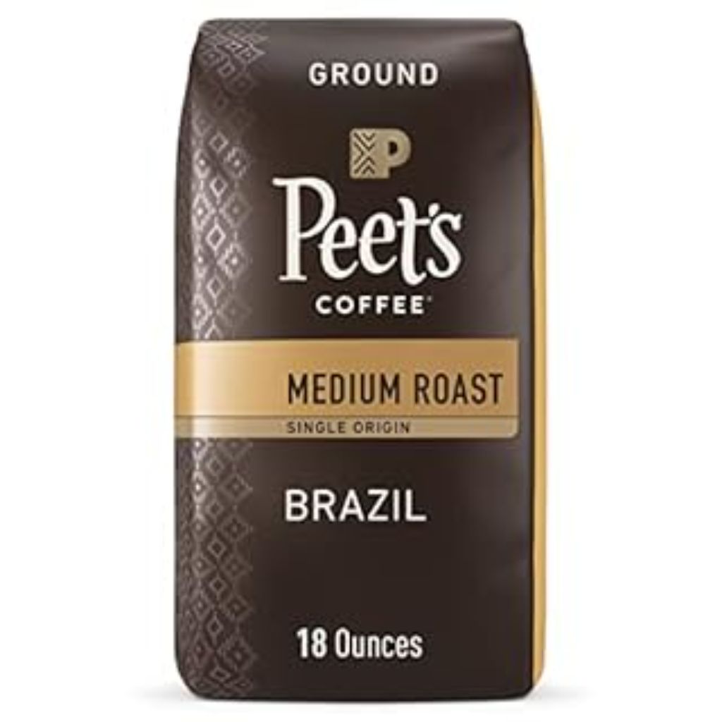 Peet s Coffee Single Origin Brazil Premium Medium Roast Ground Coffee  Arabica  18 oz