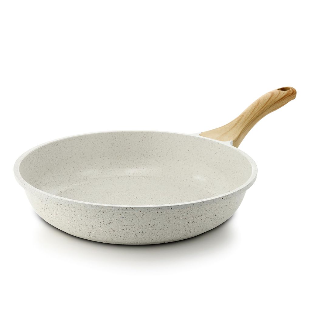 Sensarte Nonstick Ceramic Frying Pan Skillet with Heat Resistant Handle, PFAS-Free - White, 12.5"
