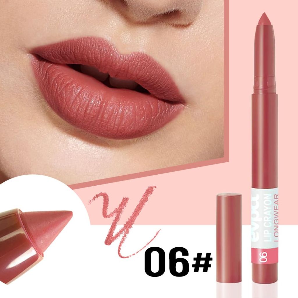 Evpct Red Brown Lip Liner Crayon Pencils Set for Women,# 06