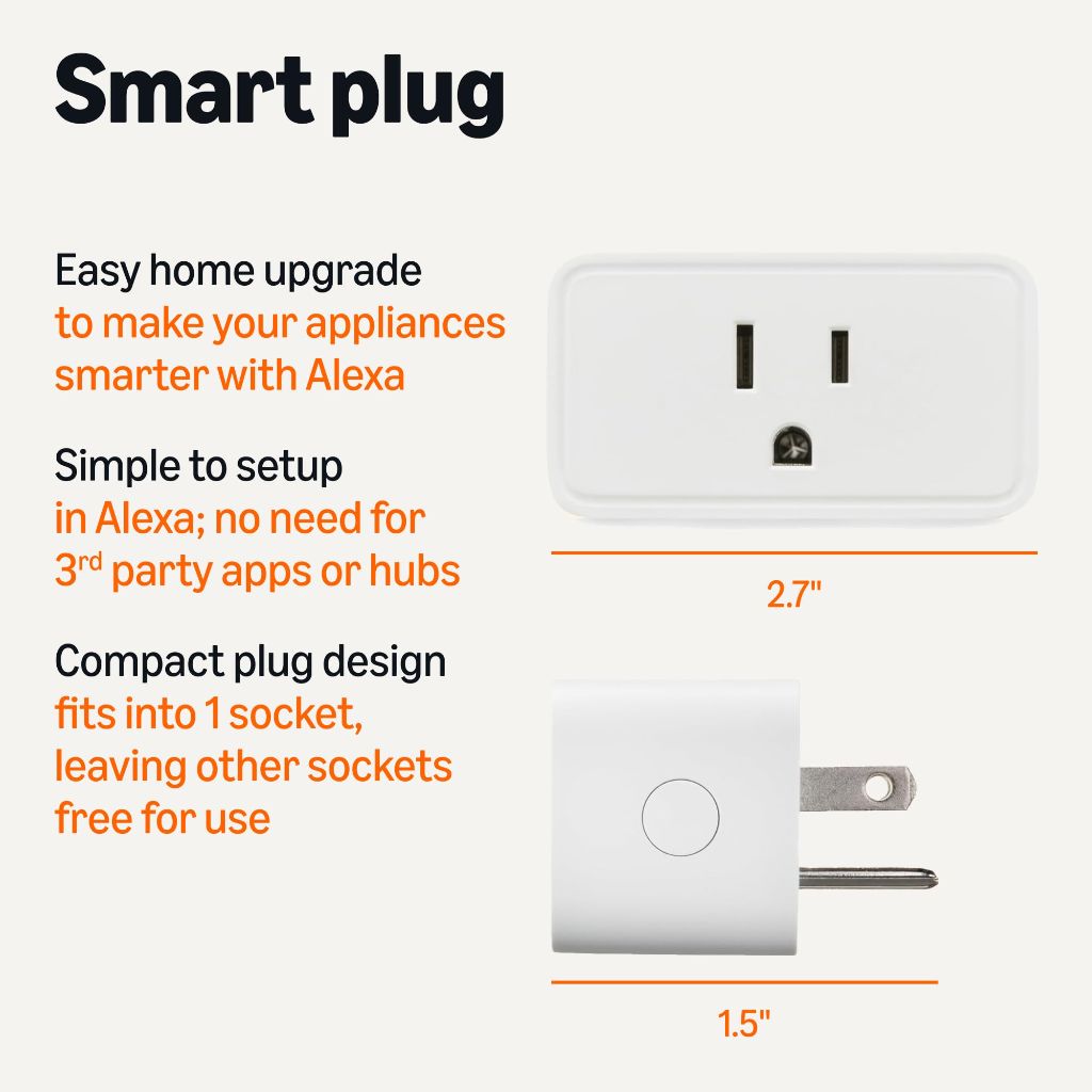 Amazon Basics Smart Plug  2.4 GHz Wi-Fi, No Hub Required, 2-Pack, White