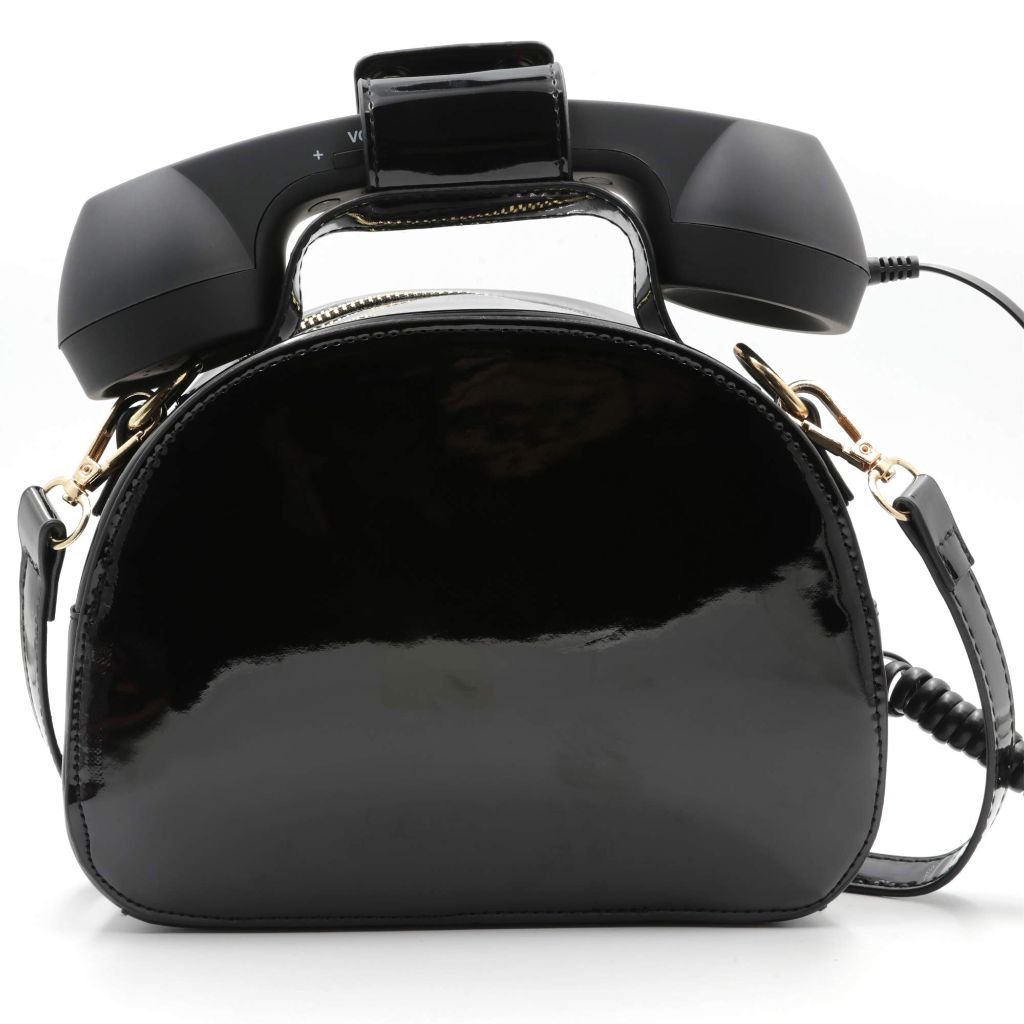 Retro Telephone Crossbody Shoulder Bag Purse - Black