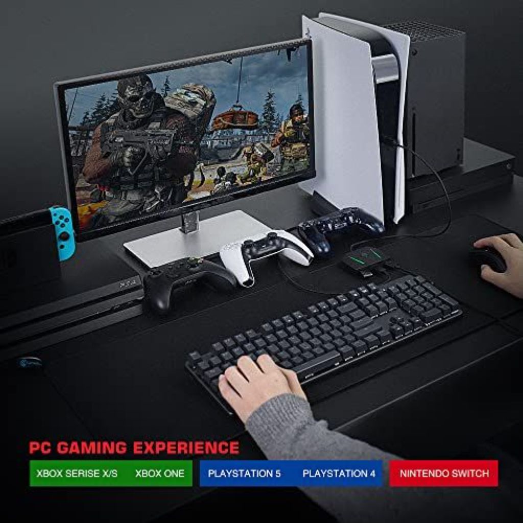 Leadjoy VX2 AimBox Keyboard Mouse Adapter for PS4, Xbox One, Xbox Series X/S, Nintendo Switch, MnK Converter for Playing FPS, RTS, R6, Apex Legends