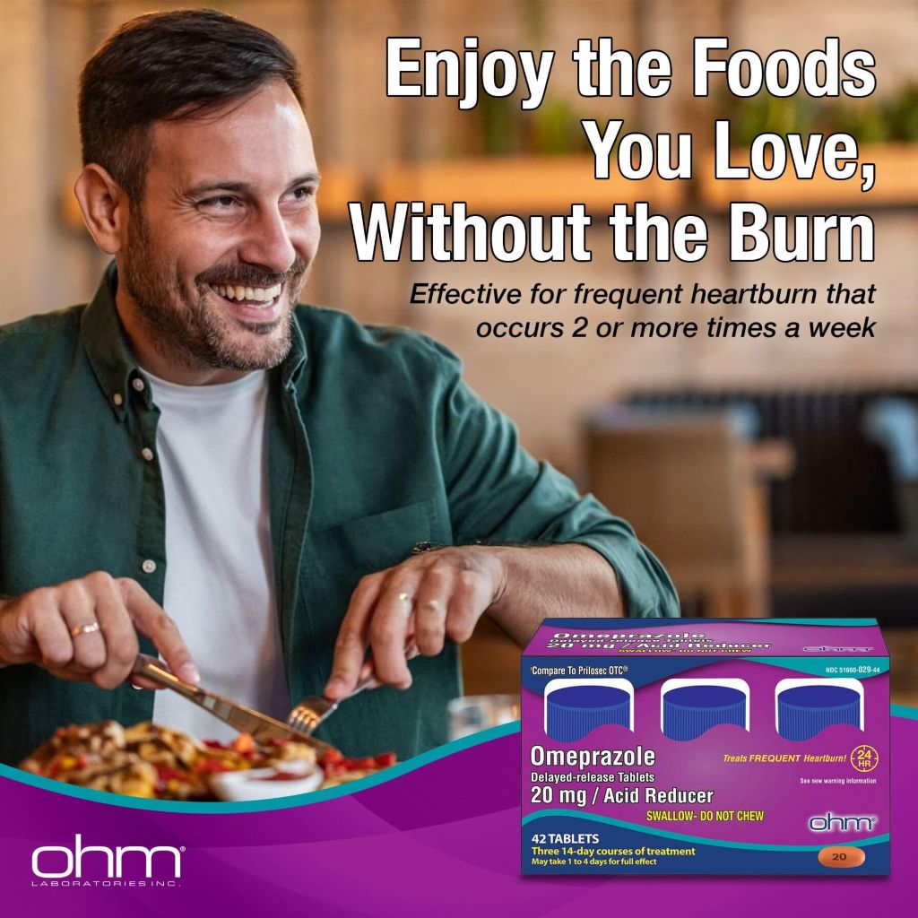 Ohm Omeprazole 20mg, 42 Delayed-Release Tablets, (6 Weeks of Supply)