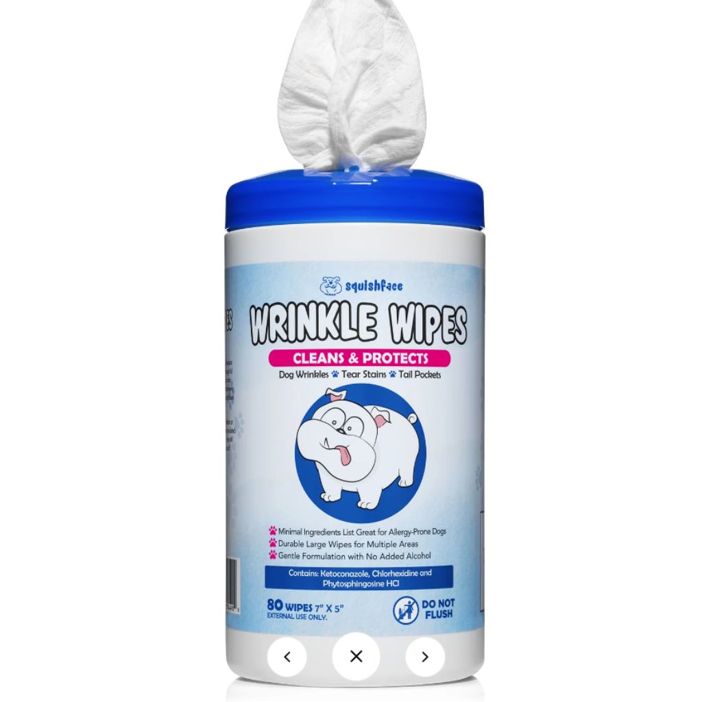 Squishface Wrinkle Wipes for Dogs - 80 Wipes