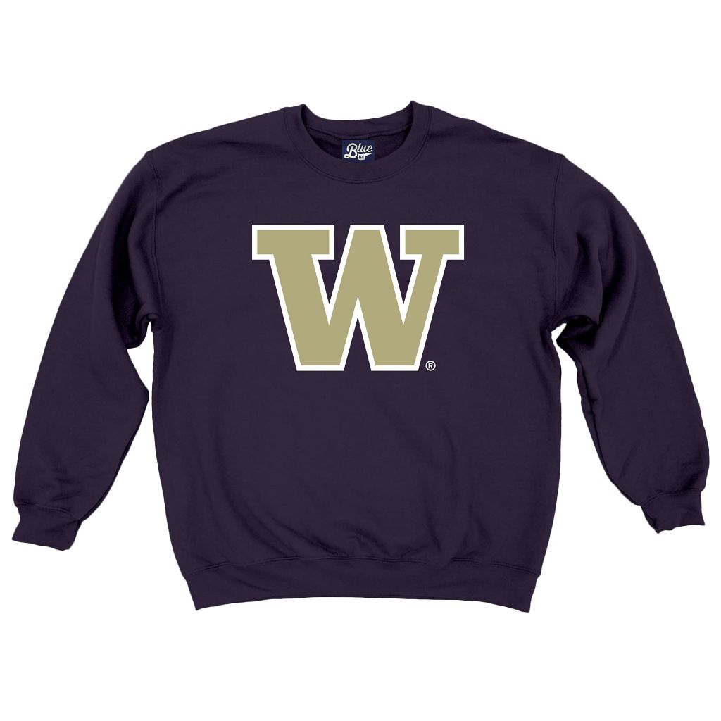 Blue 84 Men's Washington Huskies Crewneck Sweatshirt Team Color Icon, Purple, Medium