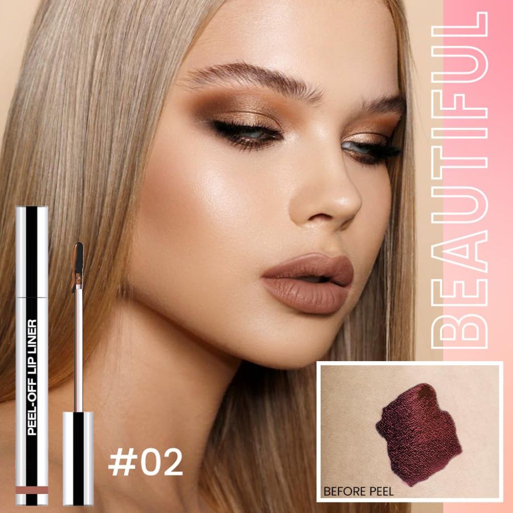 Hxssll Matte Lip Gloss Stain-Peel Off Lip Liner Tattoo, Brown Lip Tint, Makeup. #02