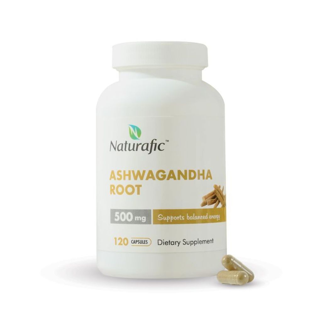 Naturafic Ashwagandha Root Capsules 500mg – 120 Vegan Capsules