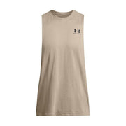 Under Armour Men's Sportstyle Left Chest Cut-Off T-Shirt - Timberwolf Taupe & Black, Medium