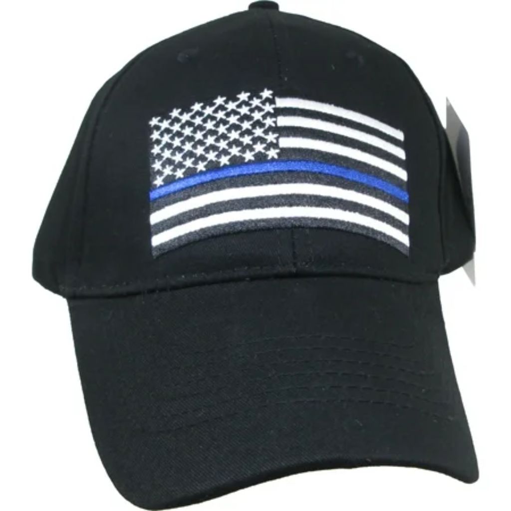 Thin Blue Line Flag Relaxed Mens Cap [Black - Adjustable]