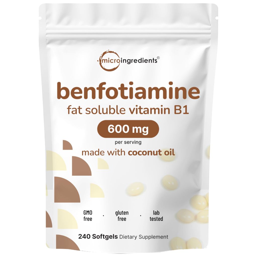 Vitamin B1 Benfotiamine 600mg Per Serving, 240 Coconut Oil Softgels