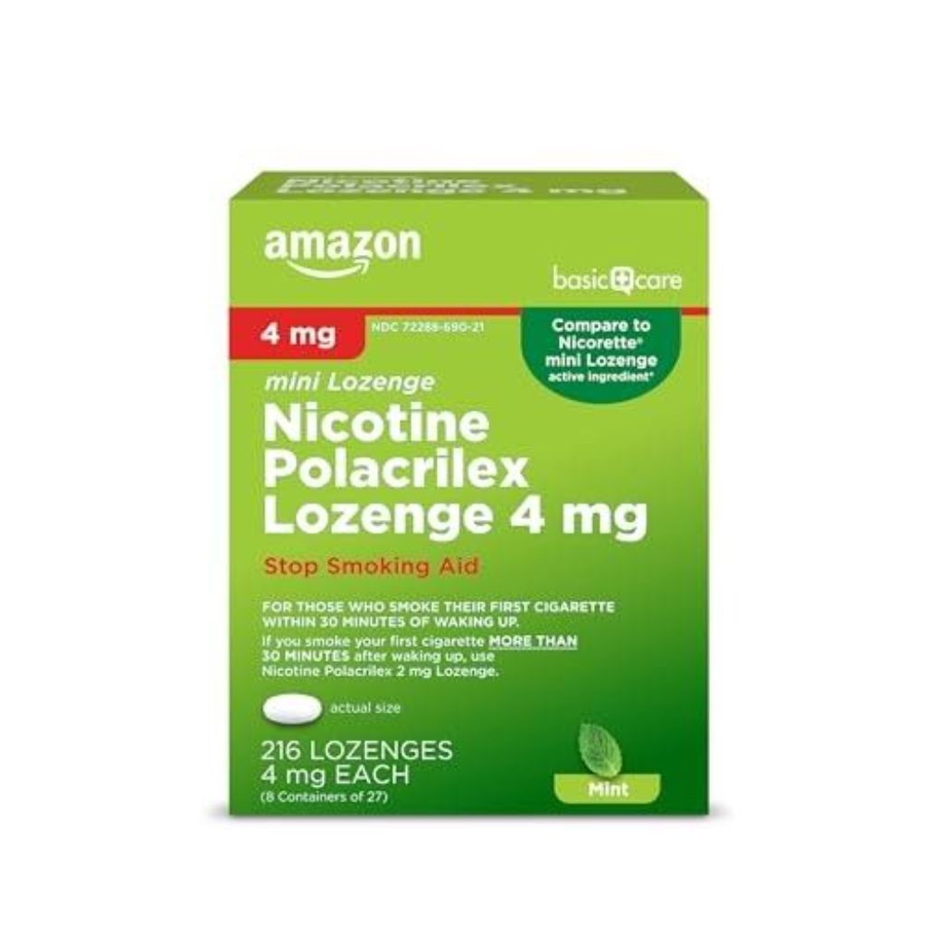 Amazon Basic Care Nicotine Polacrilex Mini Lozenge, 4 Mg (Nicotine), Stop Smoking Aid, Mint Flavor, 216 Count