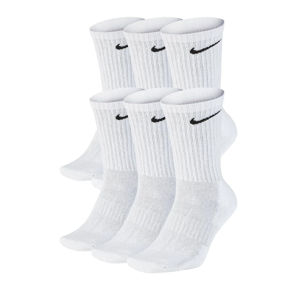 NIKE Unisex Performance Cushion Crew Socks with Bag (6 Pairs), White/Black, Medium