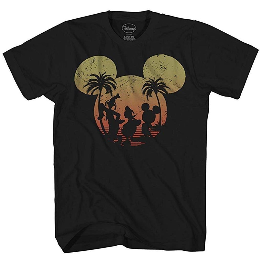 Disney Mickey Mouse Donald Duck Goofy Sunset Disneyland World Funny Mens Adult Graphic Tee T-Shirt (3XL, Black)